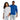 front view of woman and man wearing soffe Unisex Classic Crew Sweatshirts in white and blue colors